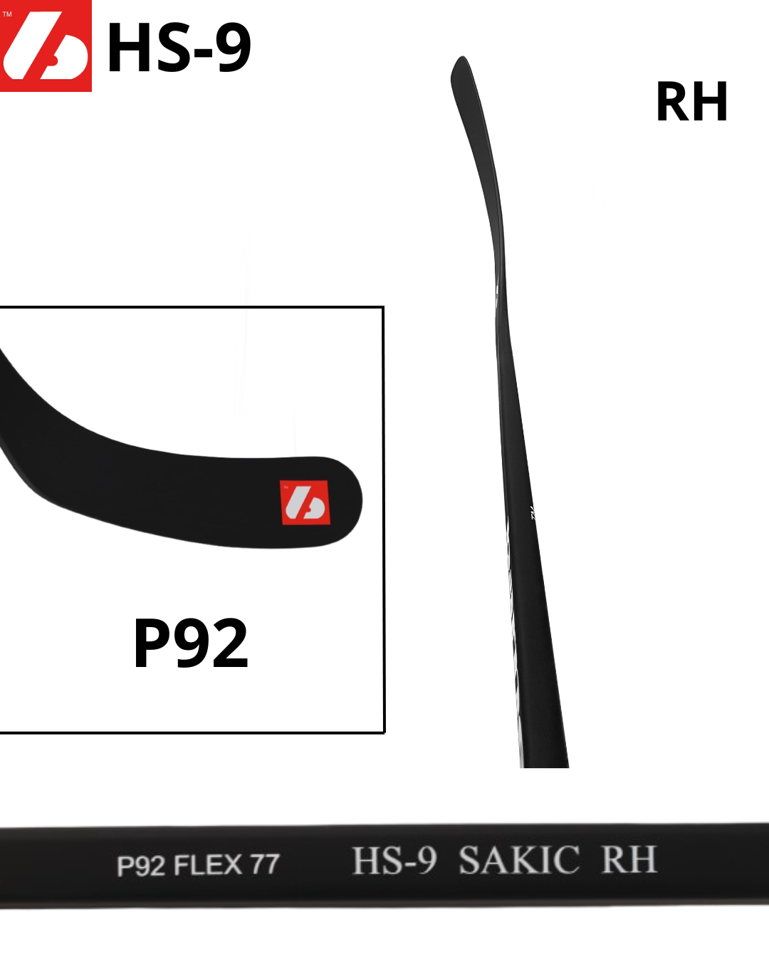 HS-9 Crosse de hockey en carbone haut module