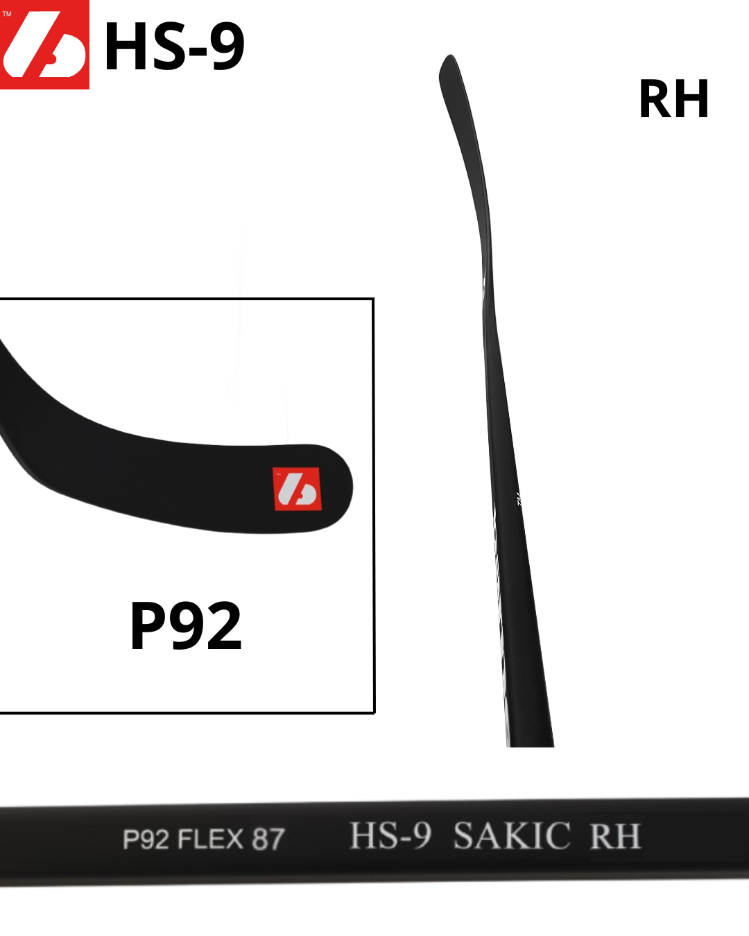 HS-9 Crosse de hockey en carbone haut module