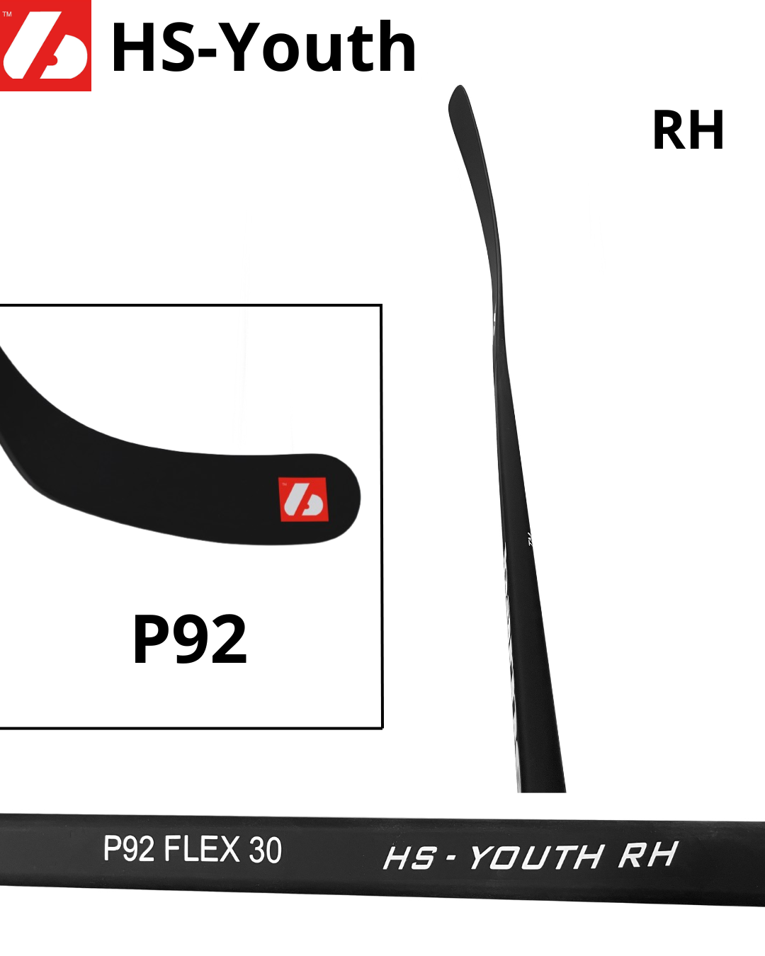 HS-Youth Crosse de hockey junior en carbone