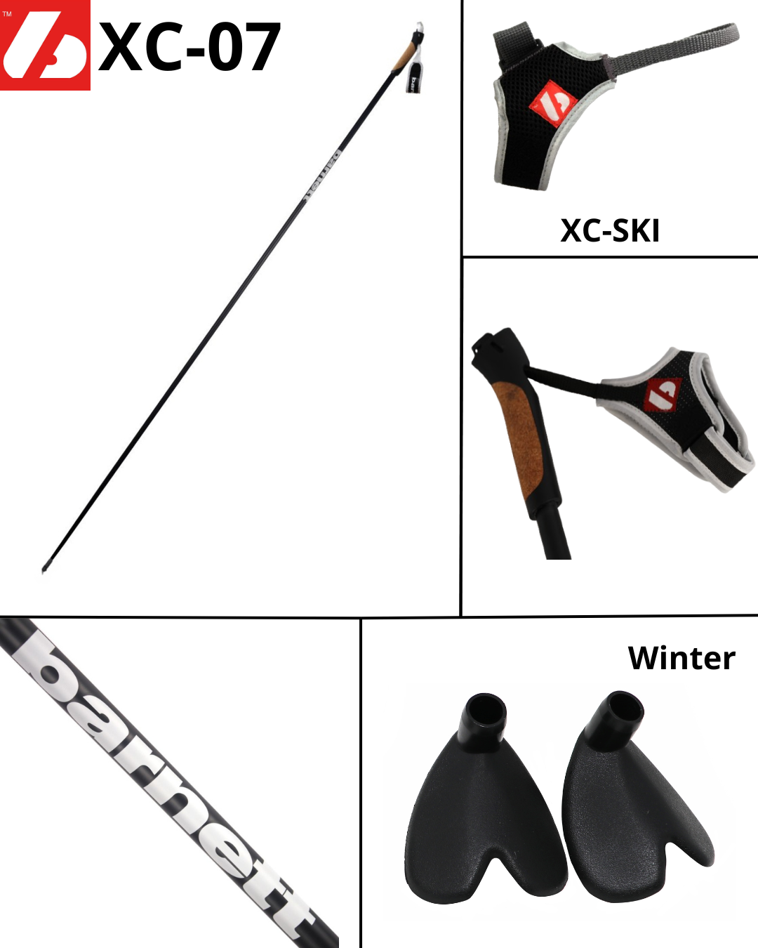XC-07 Bâtons carbone de ski (de fond et ski-roues) junior (x2)