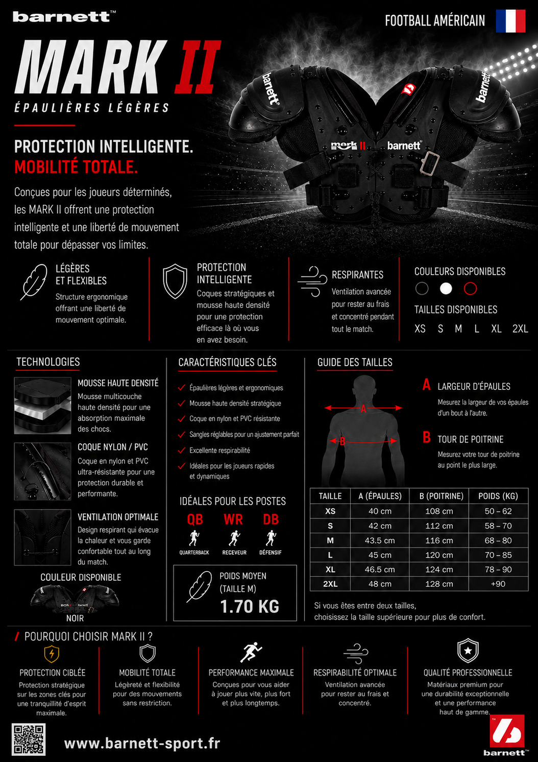 MARK II épaulière de football américain pro