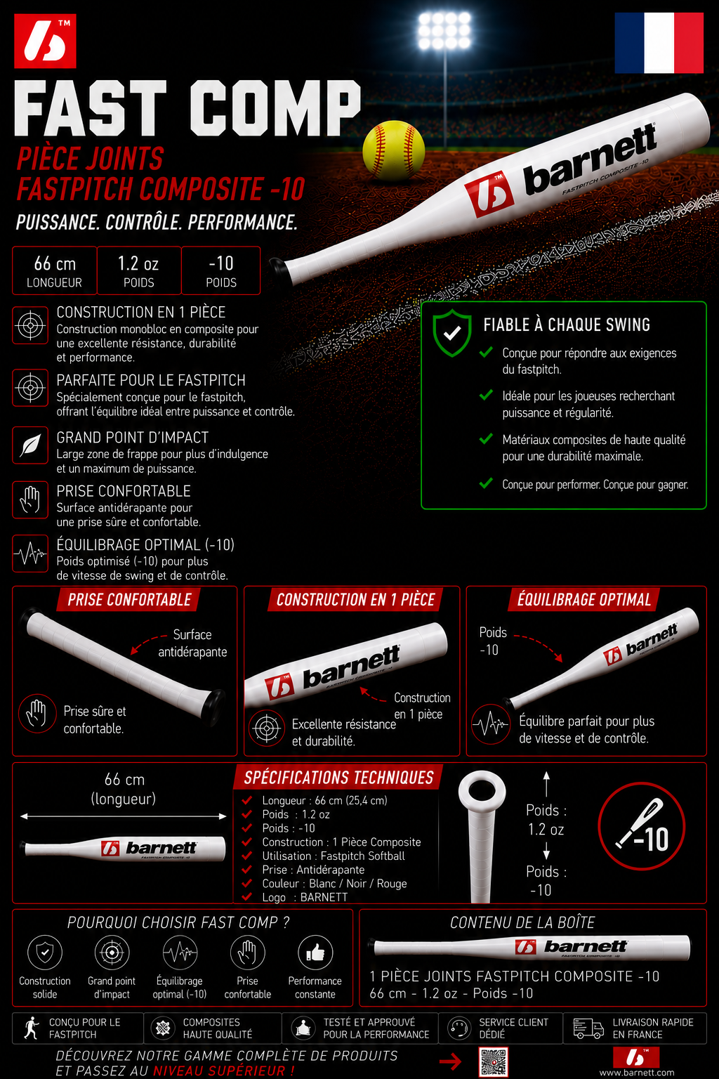 FAST COMP Batte softball FASTPITCH Composite -10