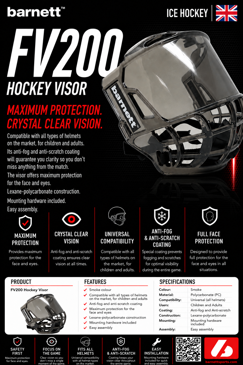 FV200 Visière de Hockey