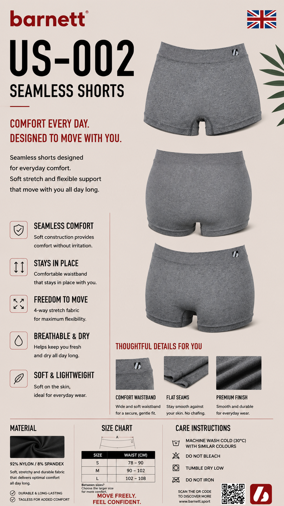 US-002 Shorty Gris (Lot de 3)