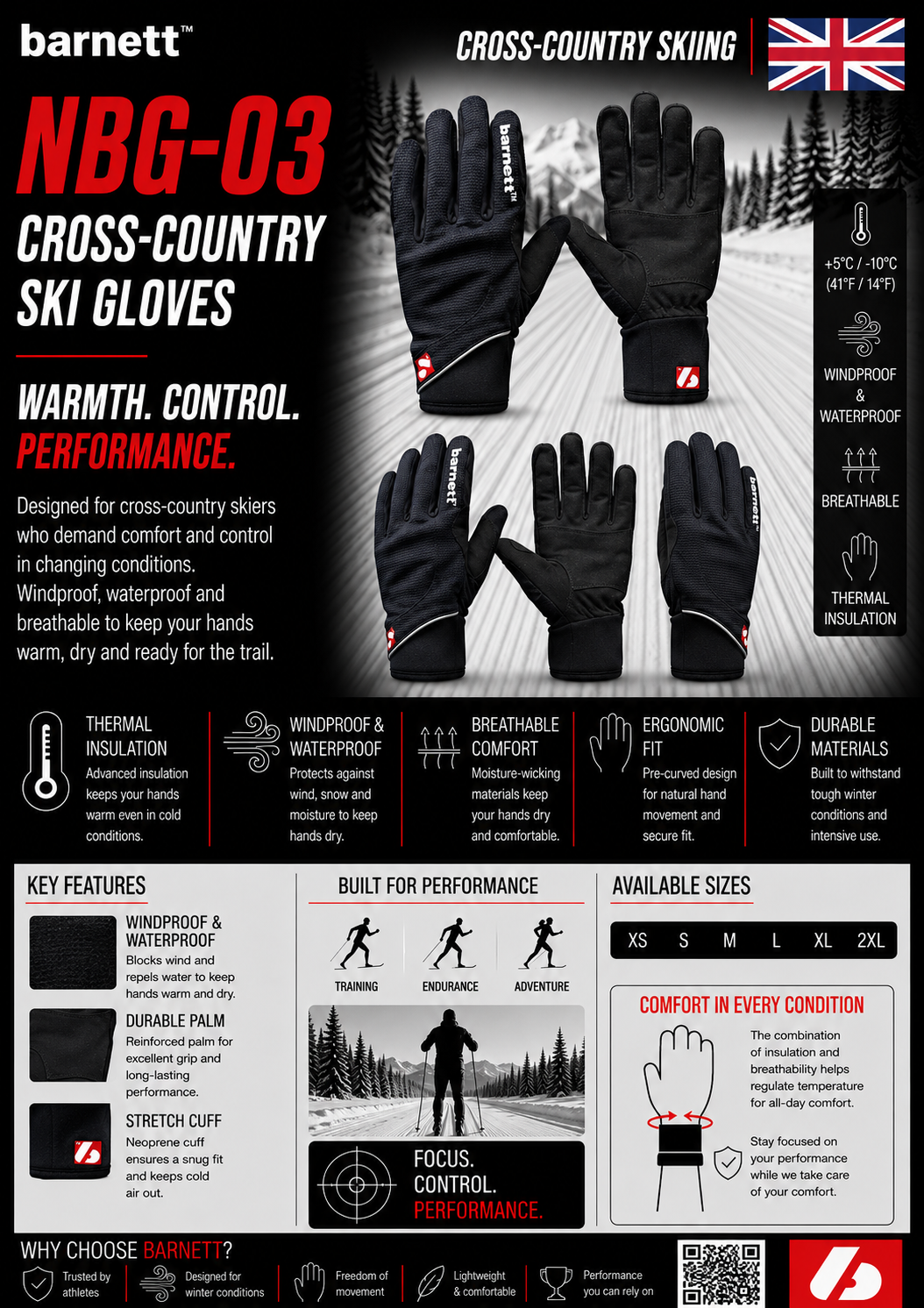 NBG-03 Langlaufskihandschuhe +5°/-10°C