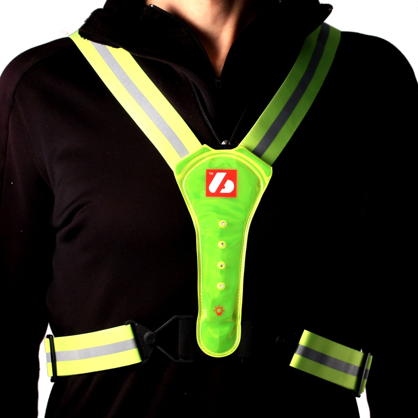 LW-1 Veste Jaune Fluo avec LED et Bandes Réfléchissantes (Ski – Running – Rollerski – Bike)