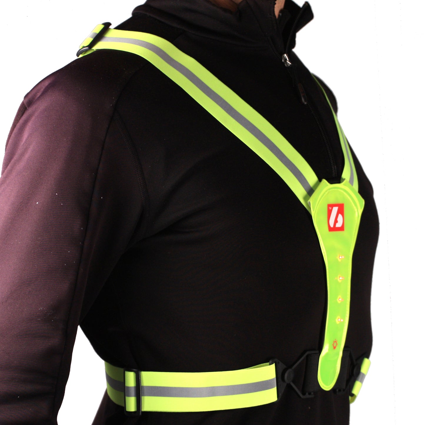 LW-1 Veste Jaune Fluo avec LED et Bandes Réfléchissantes (Ski – Running – Rollerski – Bike)