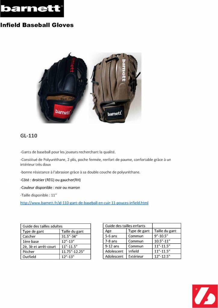 GL-110 gant de baseball en cuir, 11 (pouces), Infield, Noir