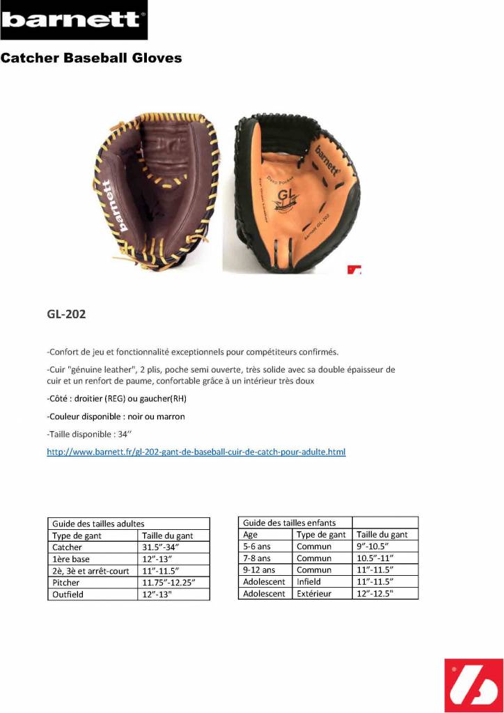 GL-202 gant de baseball cuir de catch pour adulte 32, Marron