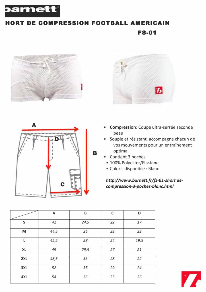 FS-01 Short de compression 3 poches, blanc