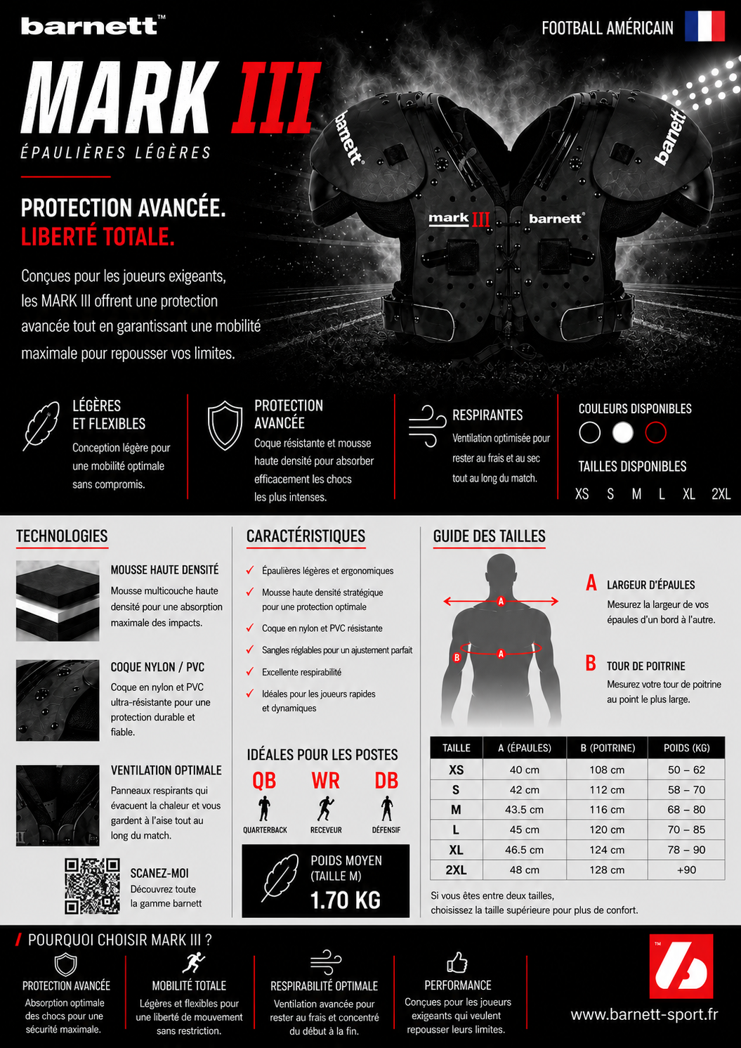 MARK III épaulière de football américain pro