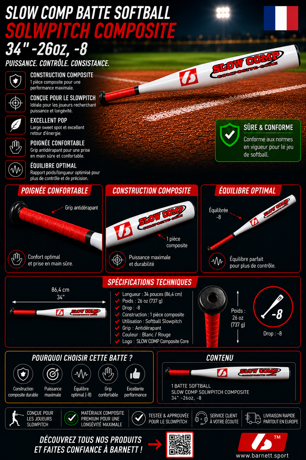 SLOW 3 SLOWPITCH alumínium softball ütő X830, 34"-26oz, -8