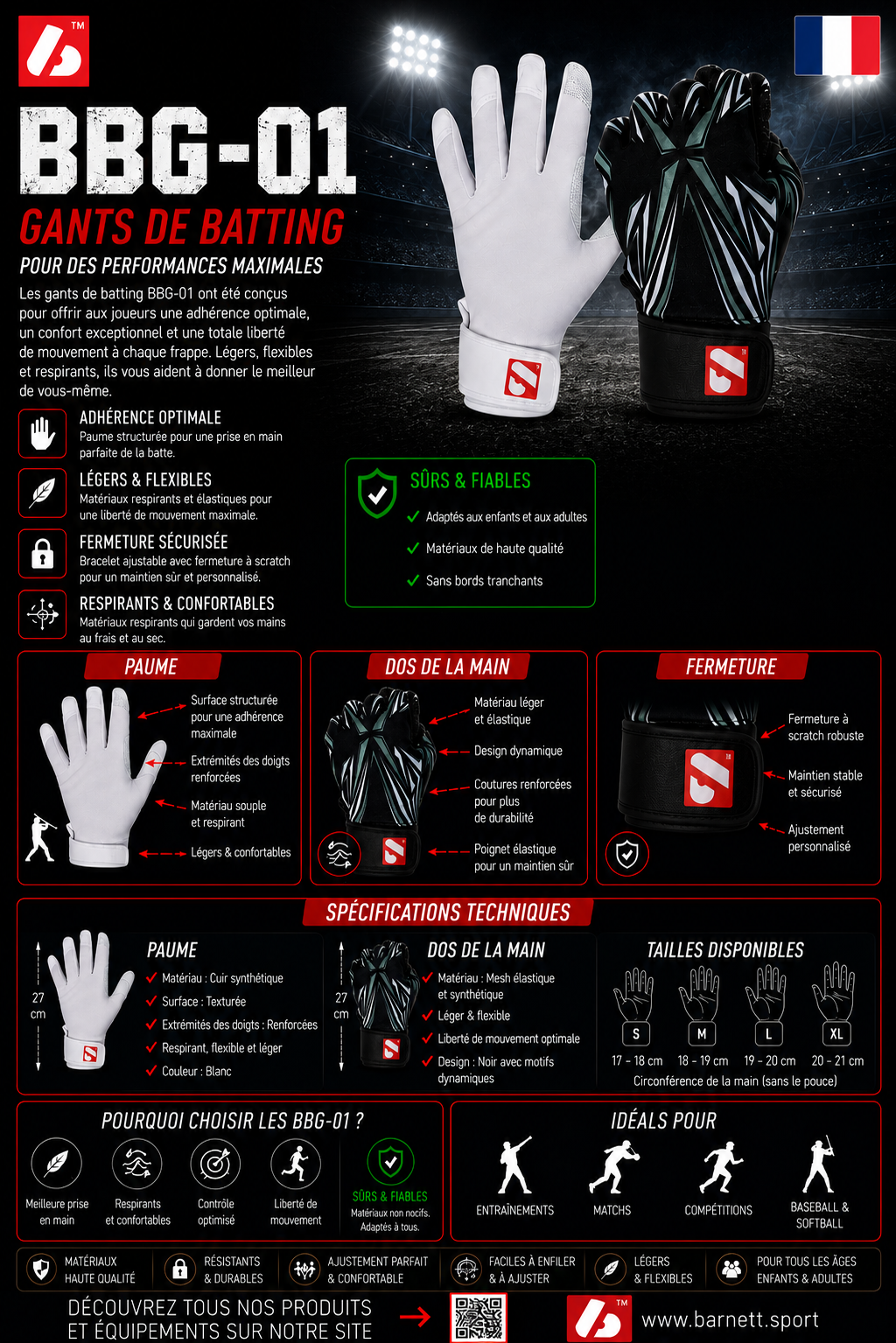 BBG-01 Gants de batting - Baseball