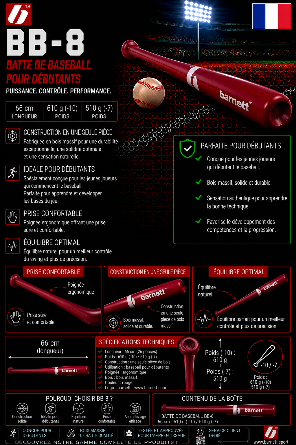 BB-8 Batte de baseball, Rouge -3