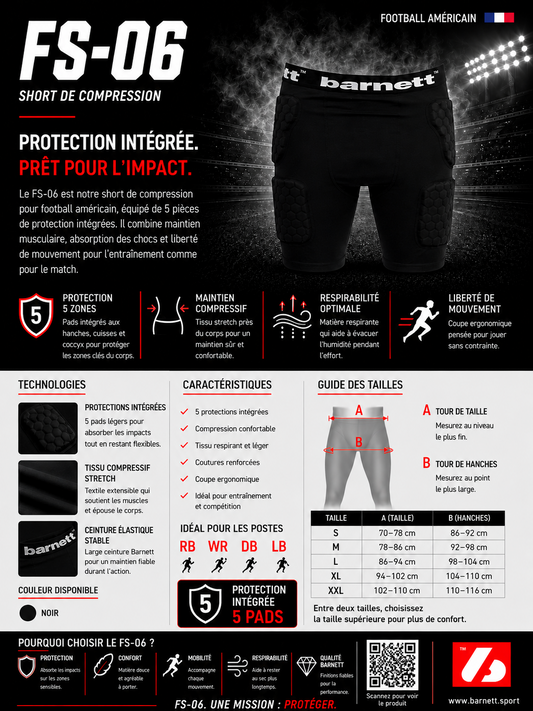 FS-06 Short de compression, football américain