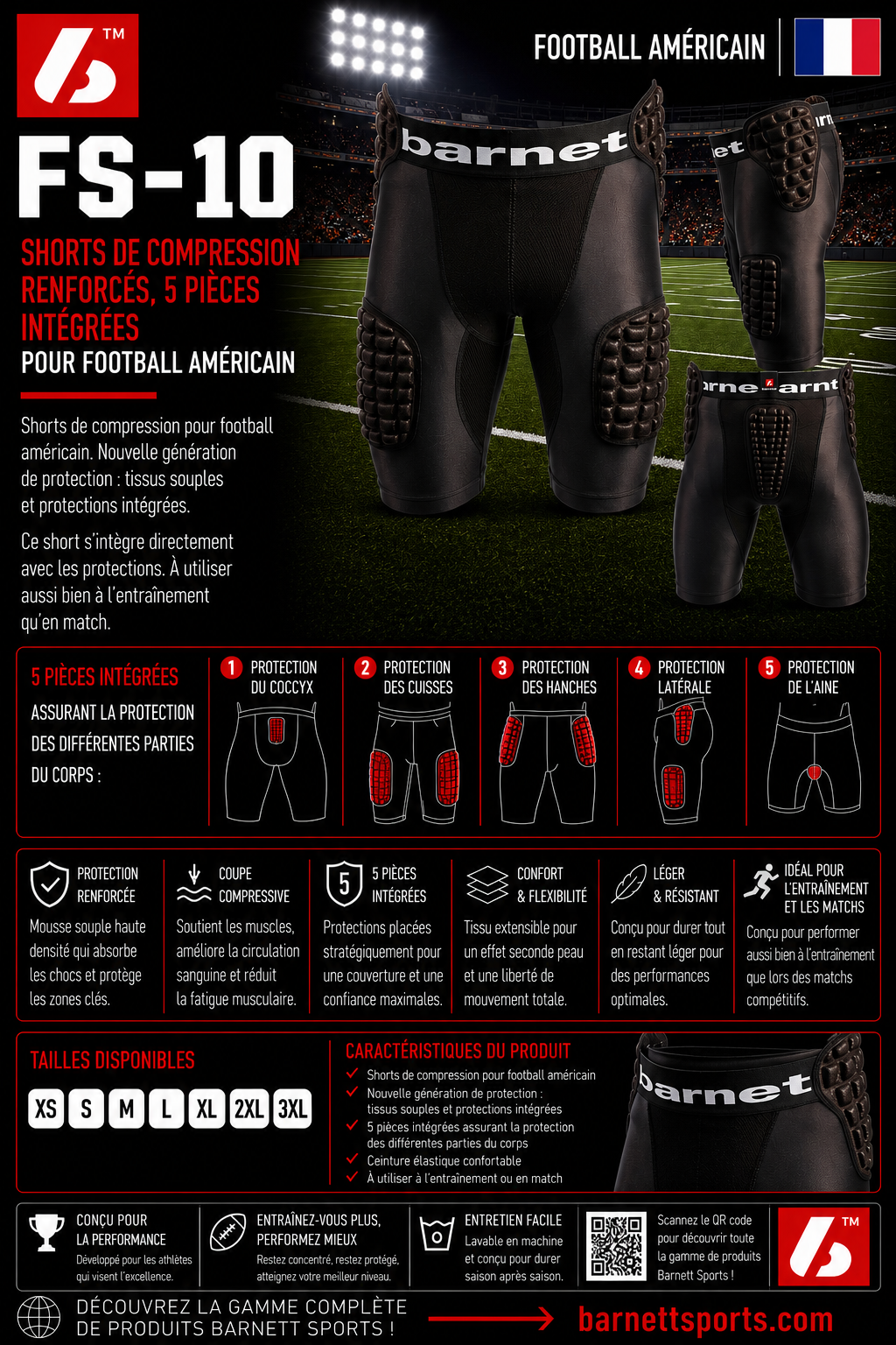 FS-10 kompressionsshorts, amerikansk fotboll