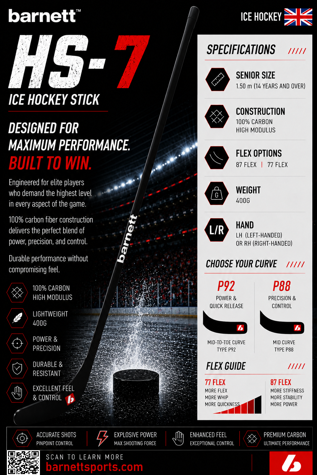 HS-7 Crosse de hockey en carbone