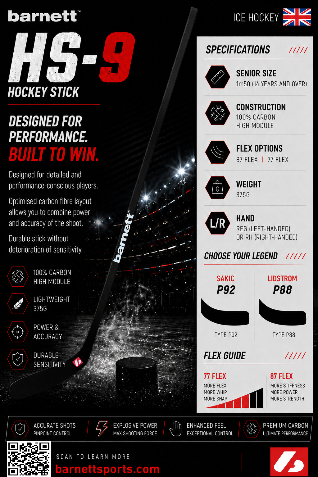 HS-9 Crosse de hockey en carbone haut module