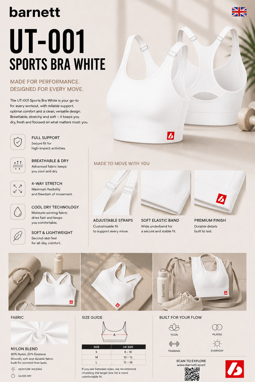 UT-001 Blanc Soutien-gorge sport