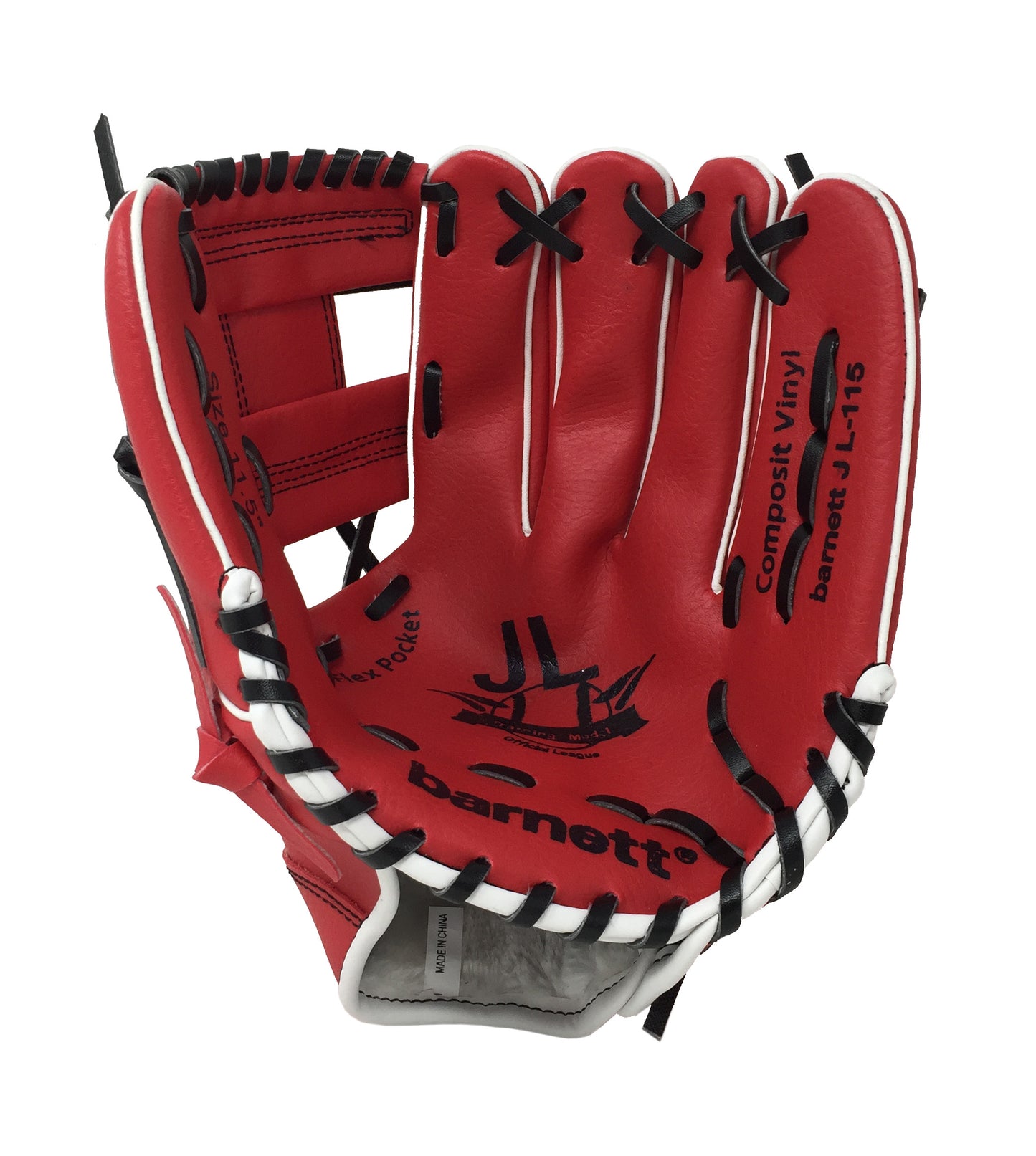 JL-115 - Gant de baseball, outfield, polyuréthane, taille 11.5" ROUGE