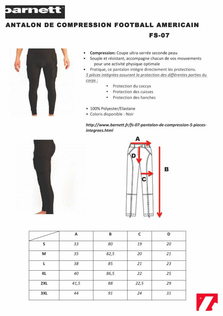 FS-07 Pantalon de compression, football américain