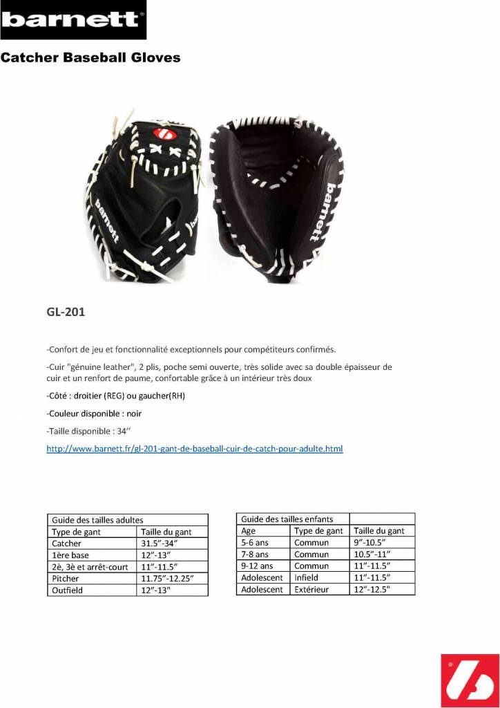 GL-201 gant de baseball cuir de catch pour adulte 32, Noir