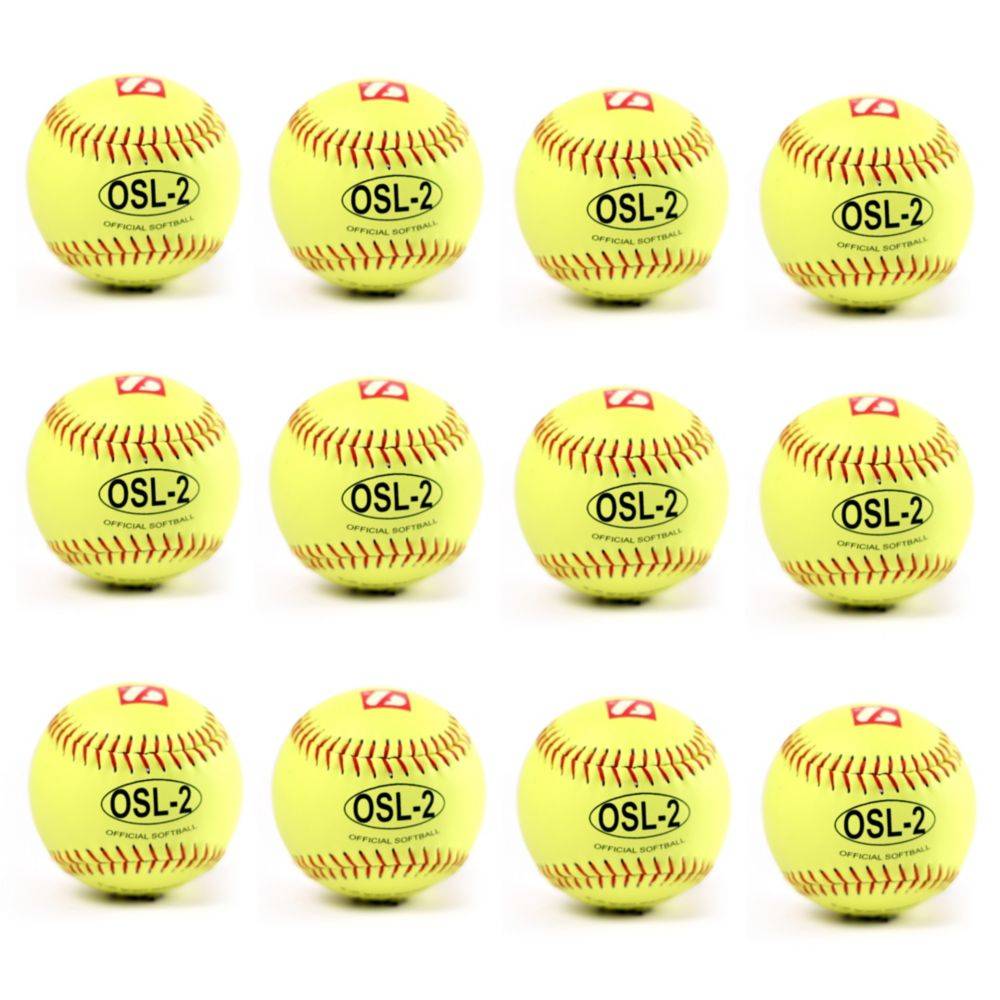 OSL-2 balle de compétition softball, 12'', jaune 1 douzaine
