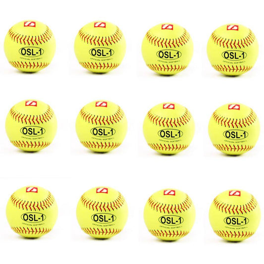 OSL-1 balle de compétition softball, 12'', jaune 1 douzaine